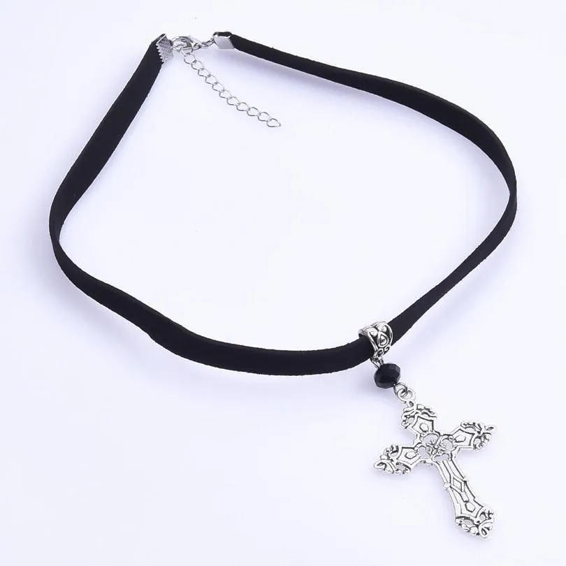 Amazing Gothic Religion Cross Cross Choker Aesthetic Design Pendant Necklaces For Women -  Christian Jewellery