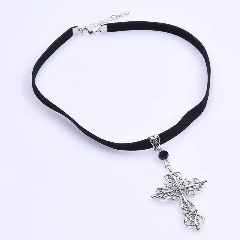 Amazing Gothic Religion Cross Cross Choker Aesthetic Design Pendant Necklaces For Women -  Christian Jewellery