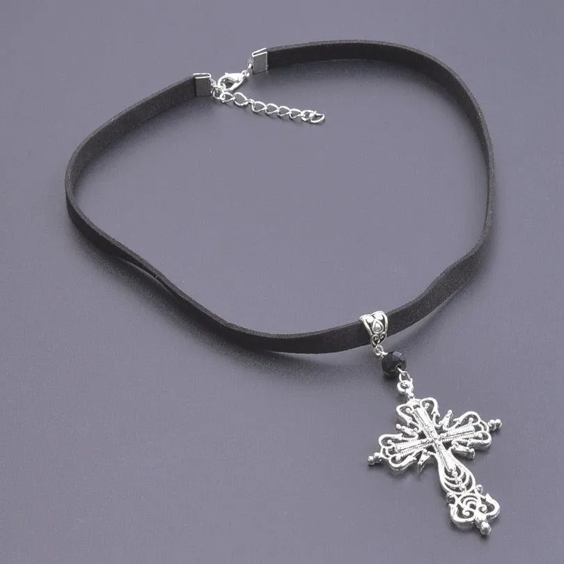 Amazing Gothic Religion Cross Cross Choker Aesthetic Design Pendant Necklaces For Women -  Christian Jewellery