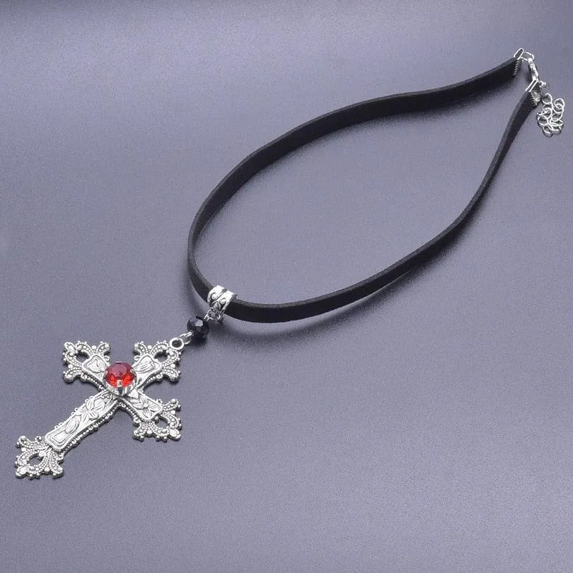 Amazing Gothic Religion Cross Cross Choker Aesthetic Design Pendant Necklaces For Women -  Christian Jewellery
