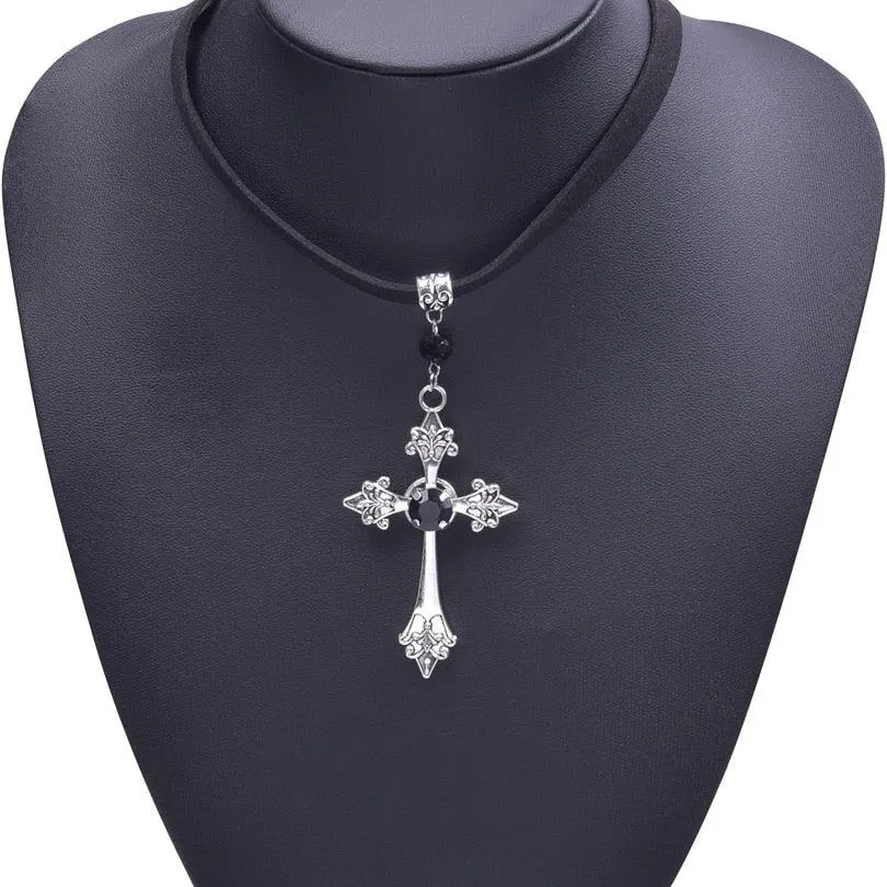 Amazing Gothic Religion Cross Cross Choker Aesthetic Design Pendant Necklaces For Women -  Christian Jewellery