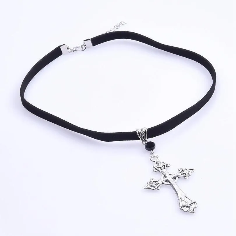 Amazing Gothic Religion Cross Cross Choker Aesthetic Design Pendant Necklaces For Women -  Christian Jewellery