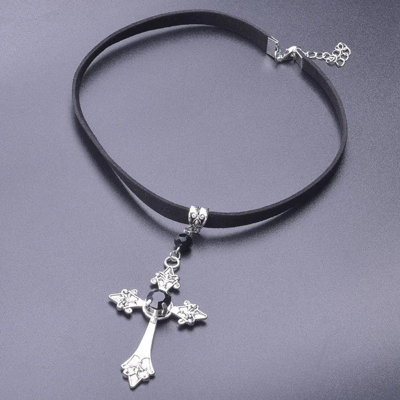 Amazing Gothic Religion Cross Cross Choker Aesthetic Design Pendant Necklaces For Women -  Christian Jewellery