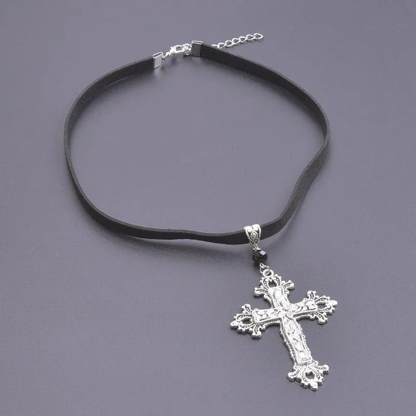 Amazing Gothic Religion Cross Cross Choker Aesthetic Design Pendant Necklaces For Women -  Christian Jewellery