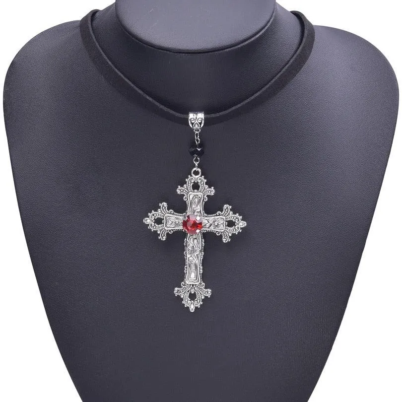 Amazing Gothic Religion Cross Cross Choker Aesthetic Design Pendant Necklaces For Women -  Christian Jewellery