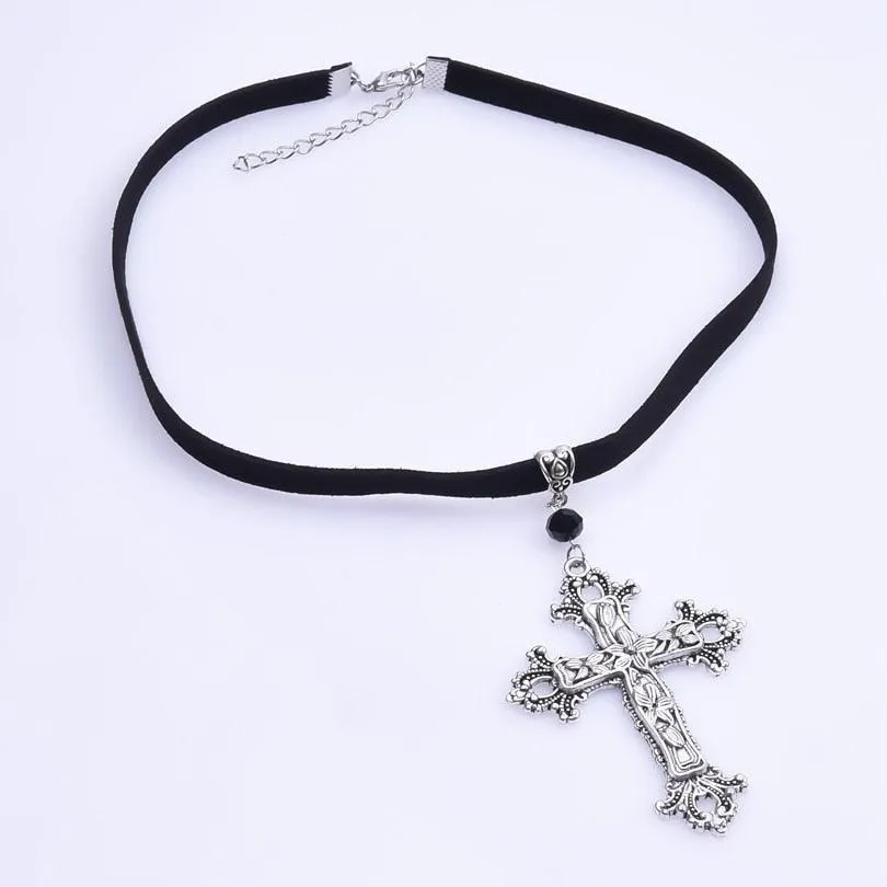 Amazing Gothic Religion Cross Cross Choker Aesthetic Design Pendant Necklaces For Women -  Christian Jewellery