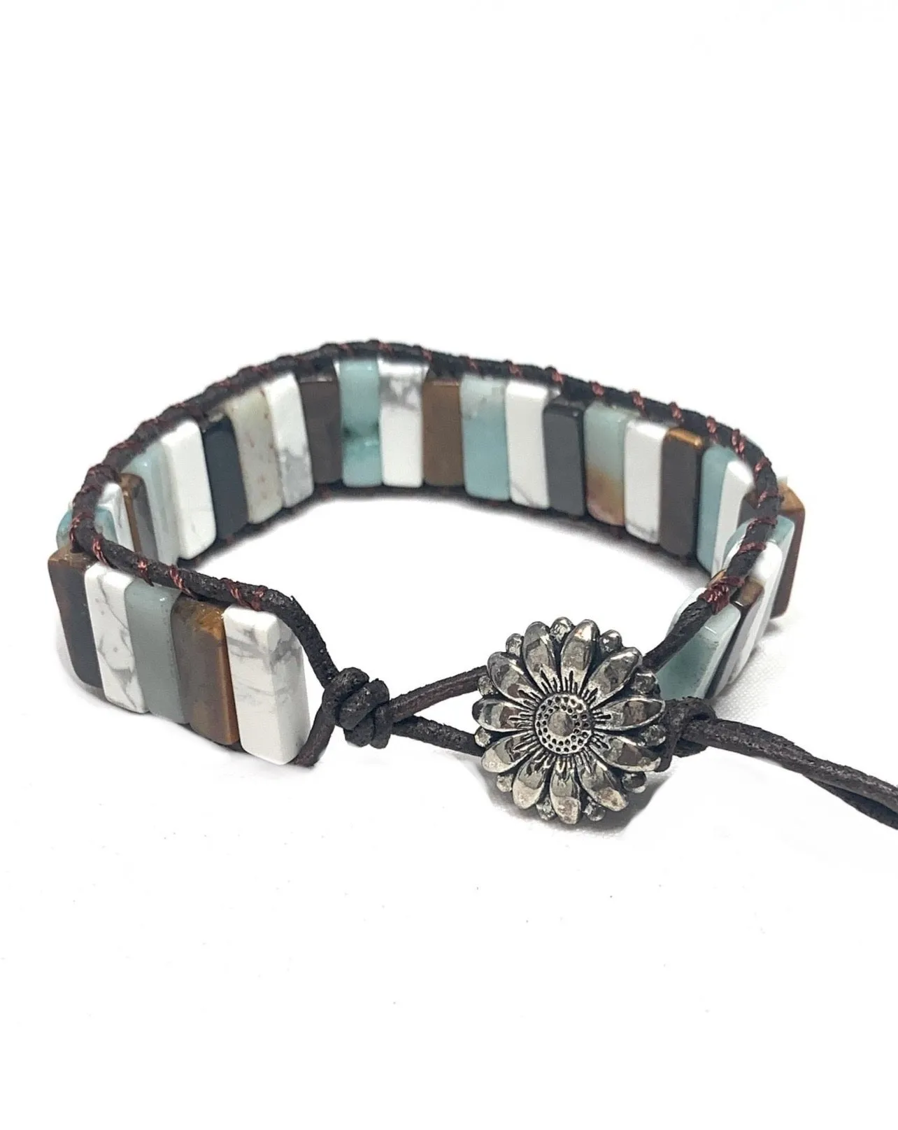 Amazonite, Tigers Eye and White Turquoise Bracelet