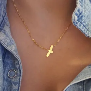 American Flying Eagle Necklace For Women Men Bird Animal Jewelry Gold