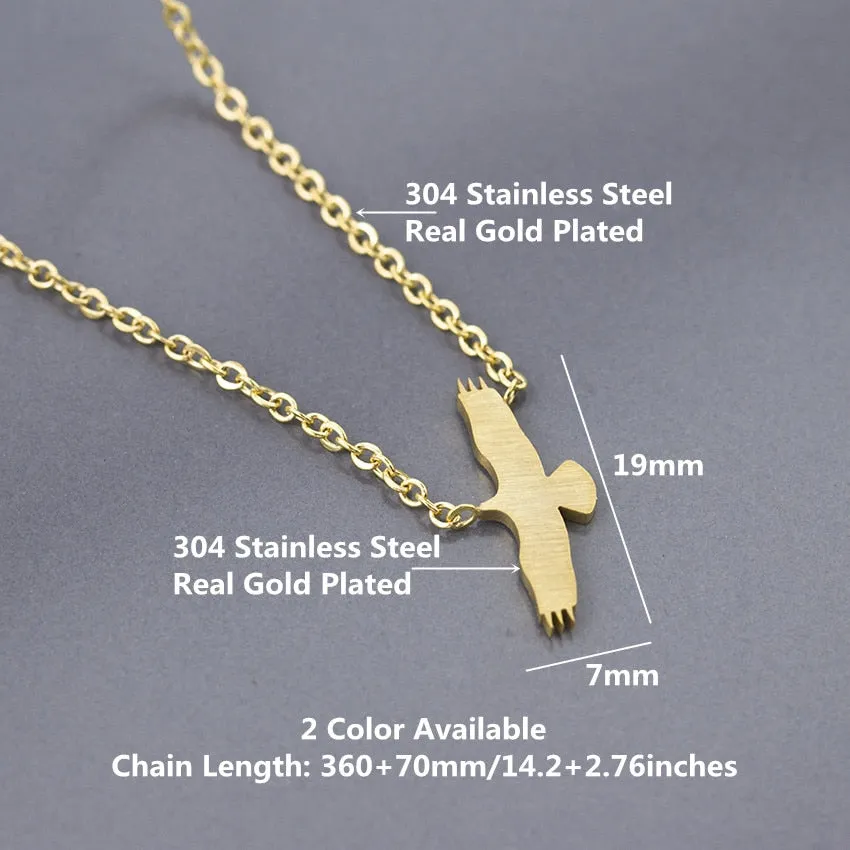 American Flying Eagle Necklace For Women Men Bird Animal Jewelry Gold