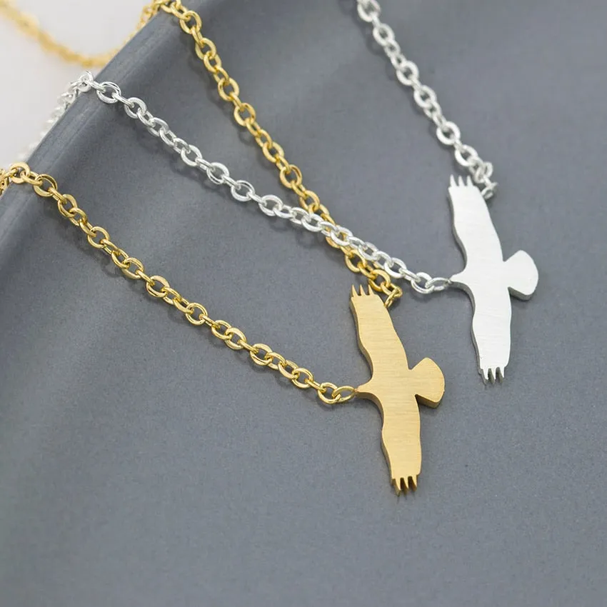 American Flying Eagle Necklace For Women Men Bird Animal Jewelry Gold