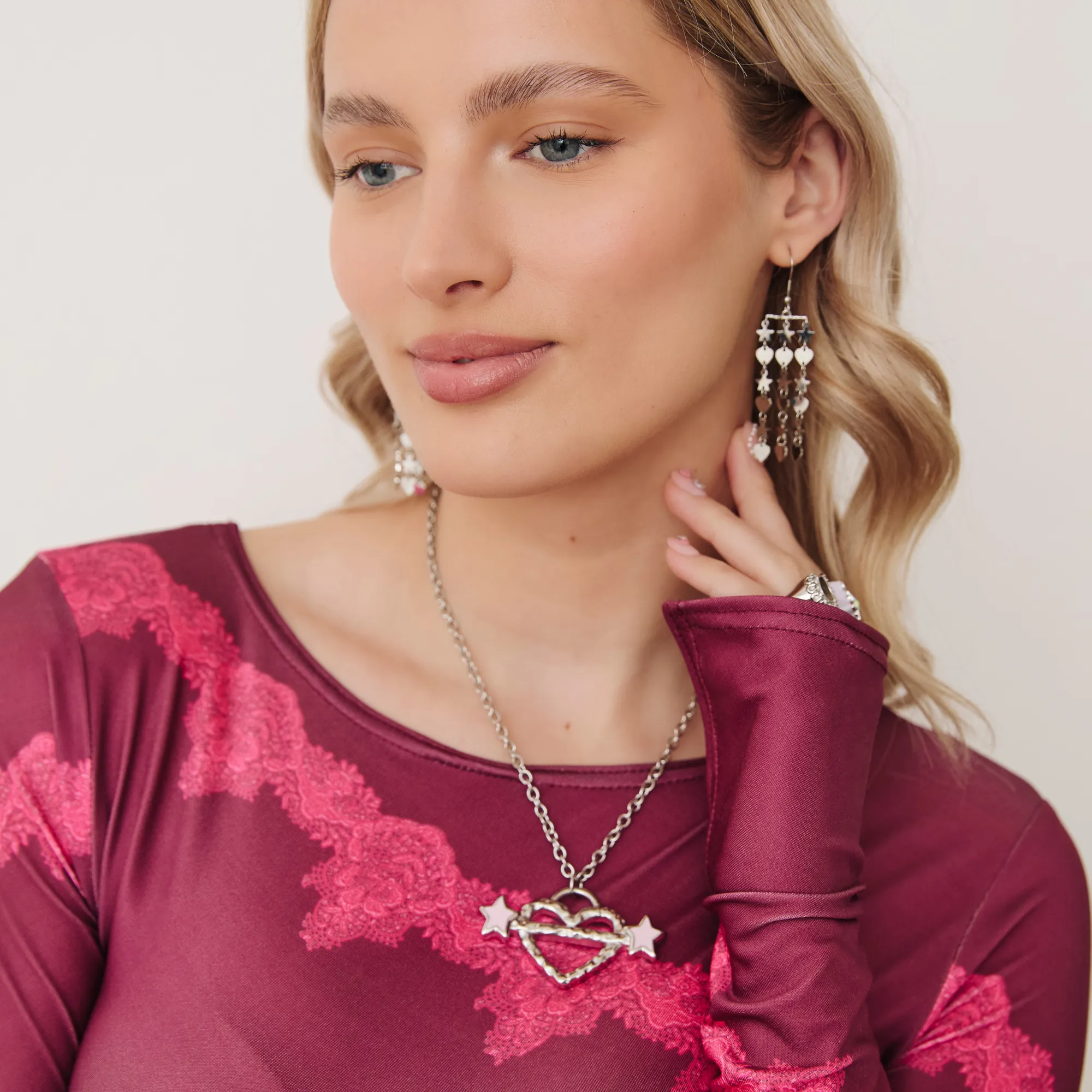 Amor Drop Dangle Earrings Silver