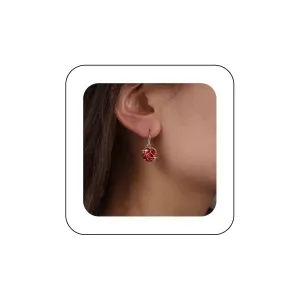 Andelaisi Boho Ruby Crystal Drop Earrings Vintage Ruby Gemstone Dangle Earrings Red Created Ruby Earrings Minimalist Red Gemstone Earrings Jewelry for Women
