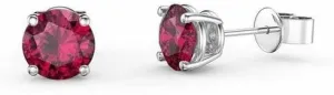 ANGEL SALES 2 Ctw Round Cut Red Ruby Push Back Solitaire Studs Earrings 14K White Gold Plated 925 Sterling Silver