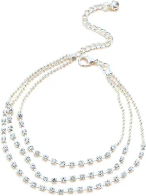 Ankle Bracelets for Women, Silver Anklets Summer Beach Waterproof Bling Ankle Bracelets, Dainty Ankle Bracelets Jewelry Gift for Women