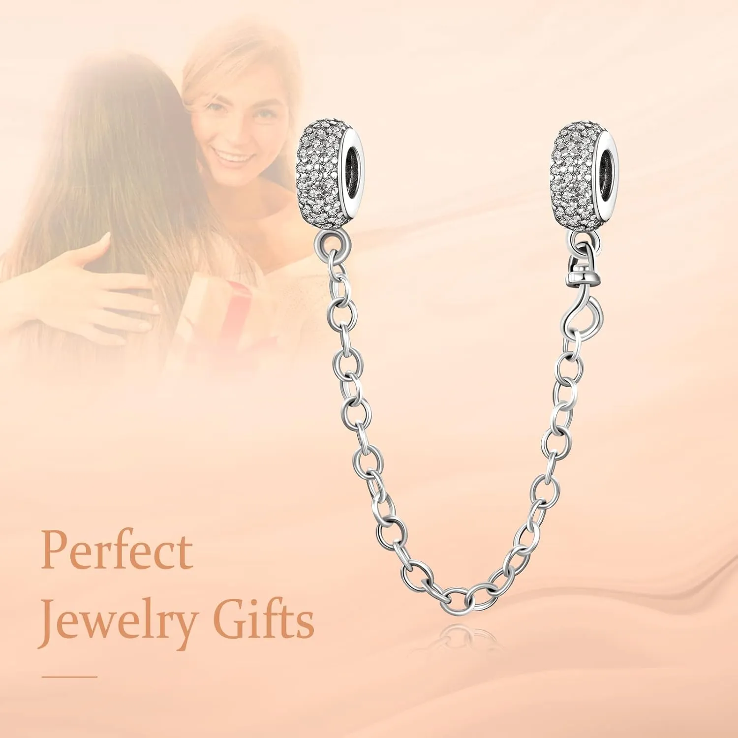 Annmors Stopper Charms for Bracelets 925 Sterling Silver Silicone Stopper Safety Chain Security for Women Charm Bracelets