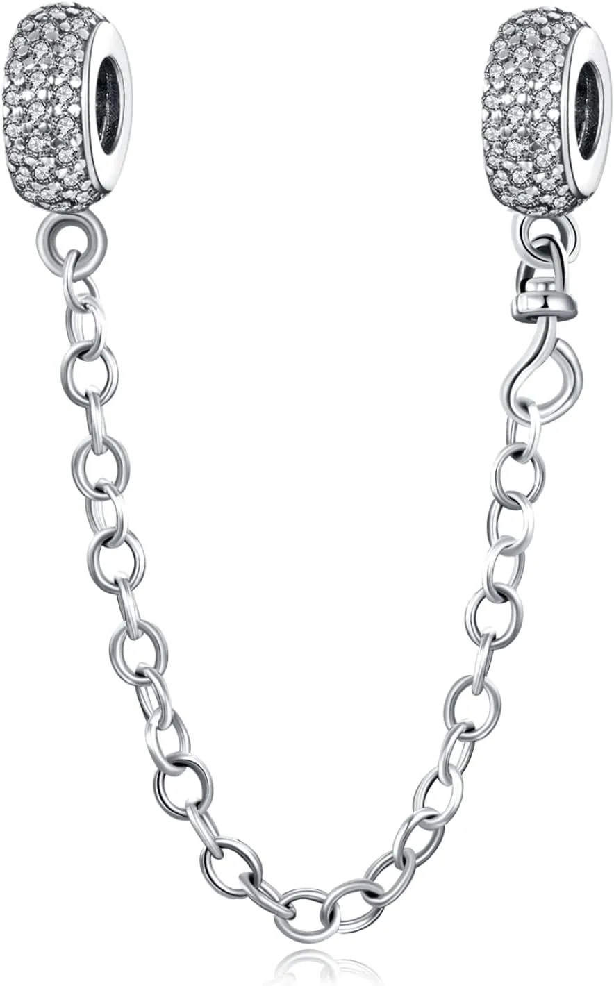 Annmors Stopper Charms for Bracelets 925 Sterling Silver Silicone Stopper Safety Chain Security for Women Charm Bracelets