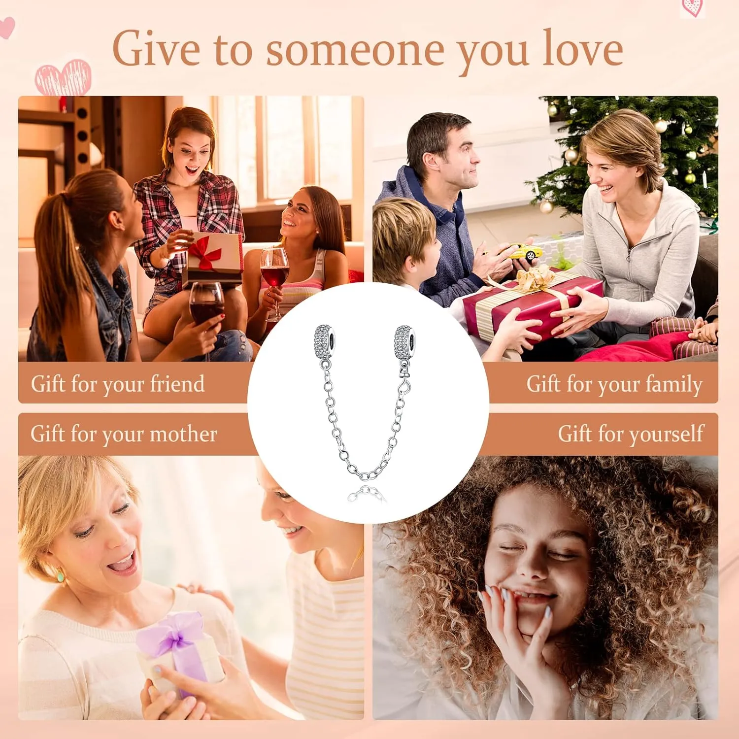 Annmors Stopper Charms for Bracelets 925 Sterling Silver Silicone Stopper Safety Chain Security for Women Charm Bracelets
