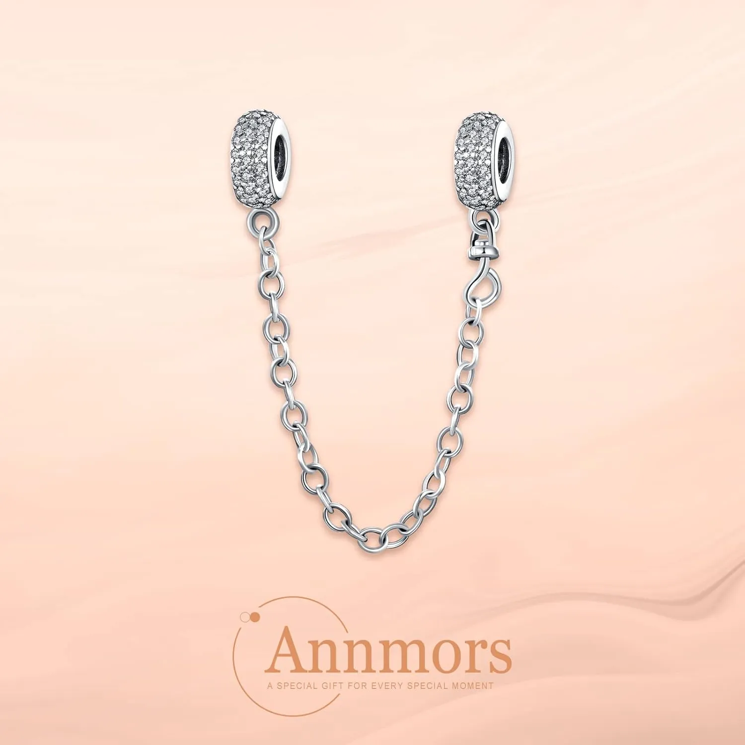 Annmors Stopper Charms for Bracelets 925 Sterling Silver Silicone Stopper Safety Chain Security for Women Charm Bracelets