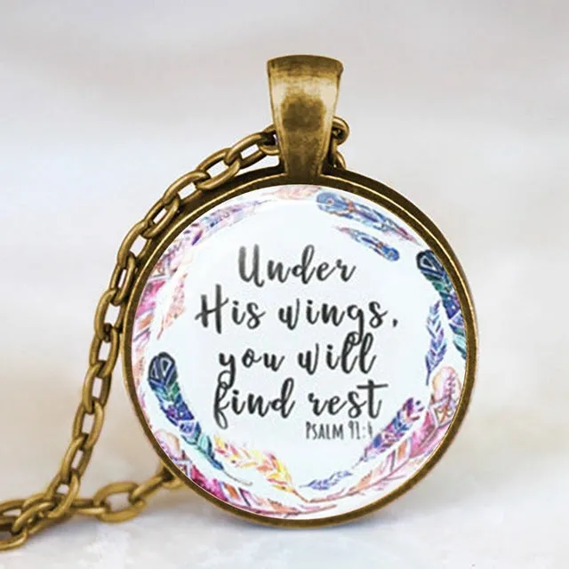 Antique Bronze Handmade Bible Verse Necklace Glass Dome Necklace Scripture Quote Jewelry Christian Party Mother Sister Gifts