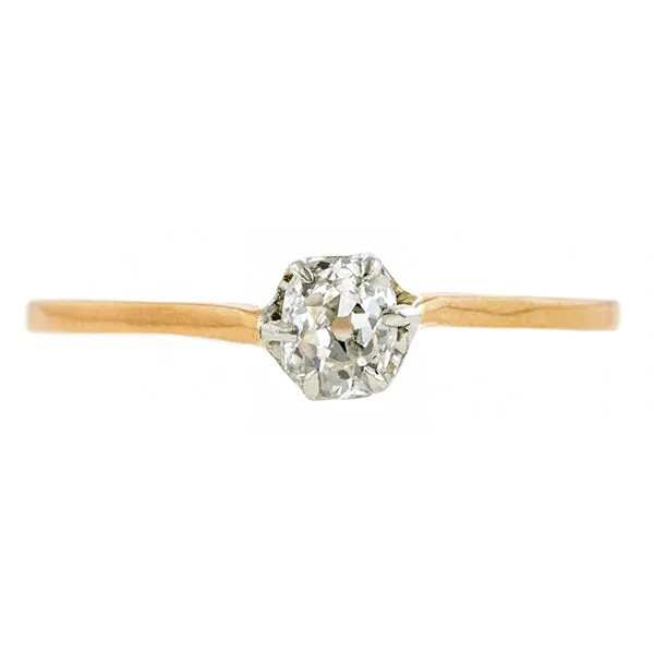 Antique Diamond Solitaire Engagement Ring, Old Mine 0.31ct