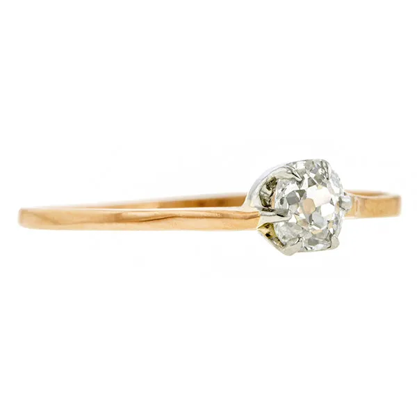 Antique Diamond Solitaire Engagement Ring, Old Mine 0.31ct