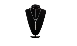 Antique Silver Colour Half Round Black Stone Necklaces For Women