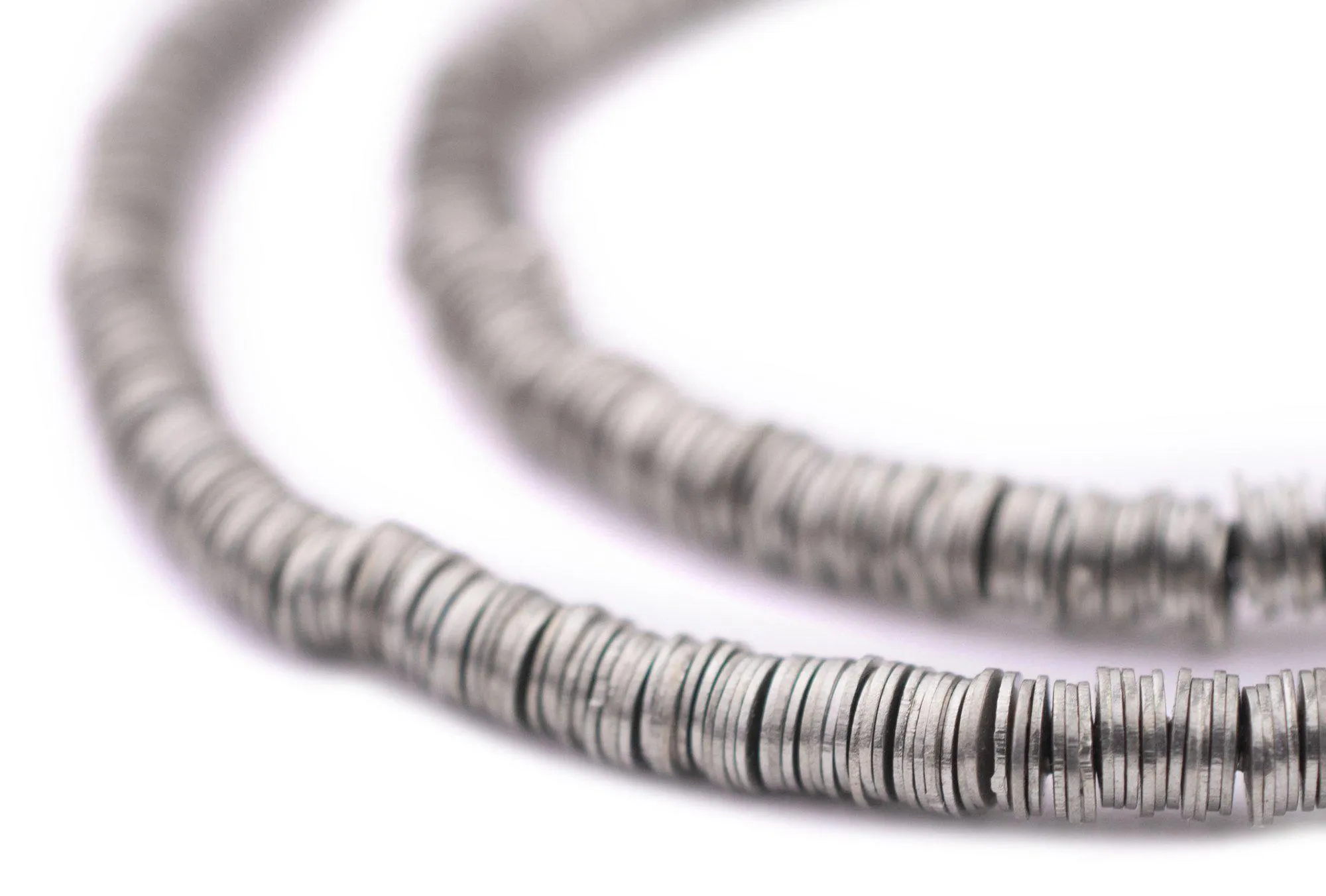Antique Silver Flat Disk Heishi Beads (4mm)