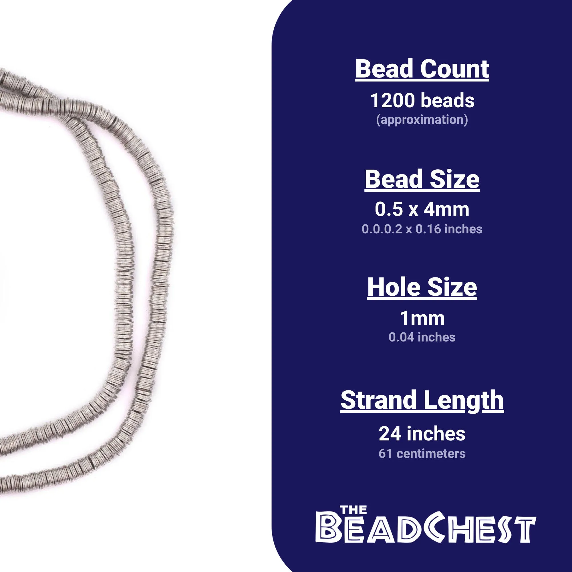 Antique Silver Flat Disk Heishi Beads (4mm)