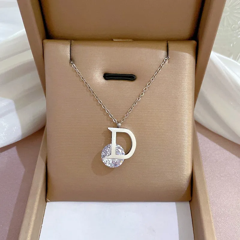 Artificial Gems Zirconia Not Fade Color heart Pendant Necklaces For Women