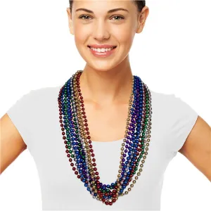 Assorted Color 7mm Bead 33" Necklaces (12 Per pack)