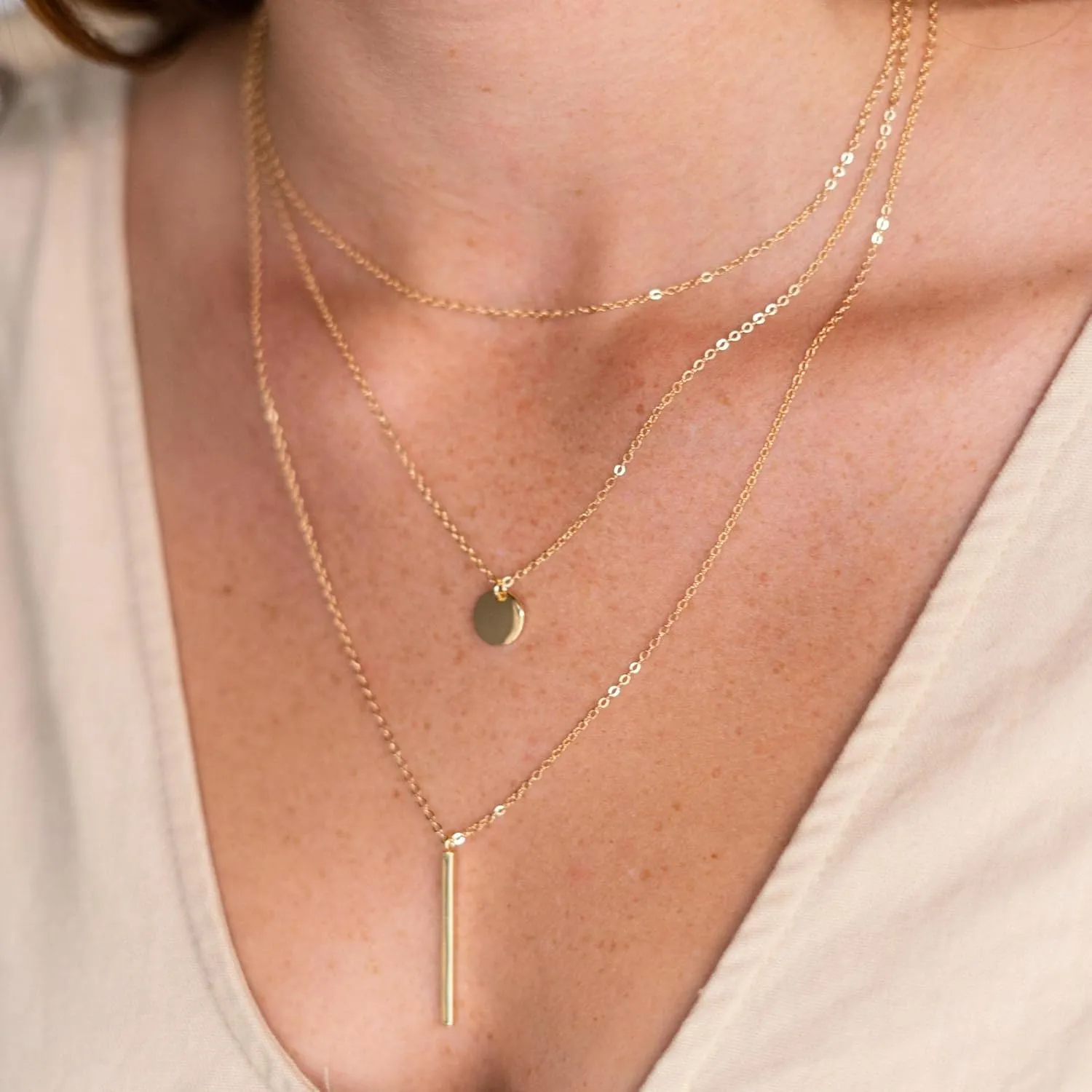 Ava Riley Necklace for Women, 14K Gold-Plated Dainty Choker, Silver Layered Necklaces for Women, Trendy Beach Jewelry