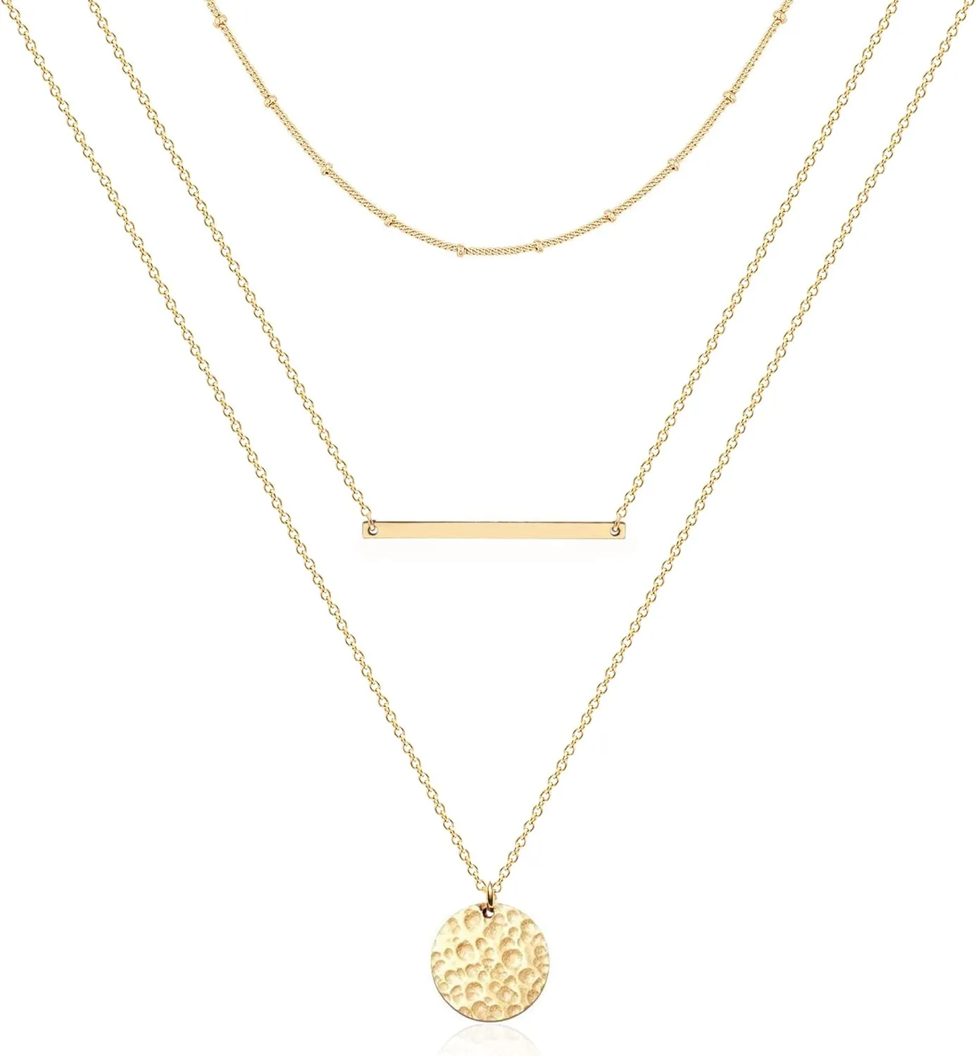 Ava Riley Necklace for Women, 14K Gold-Plated Dainty Choker, Silver Layered Necklaces for Women, Trendy Beach Jewelry