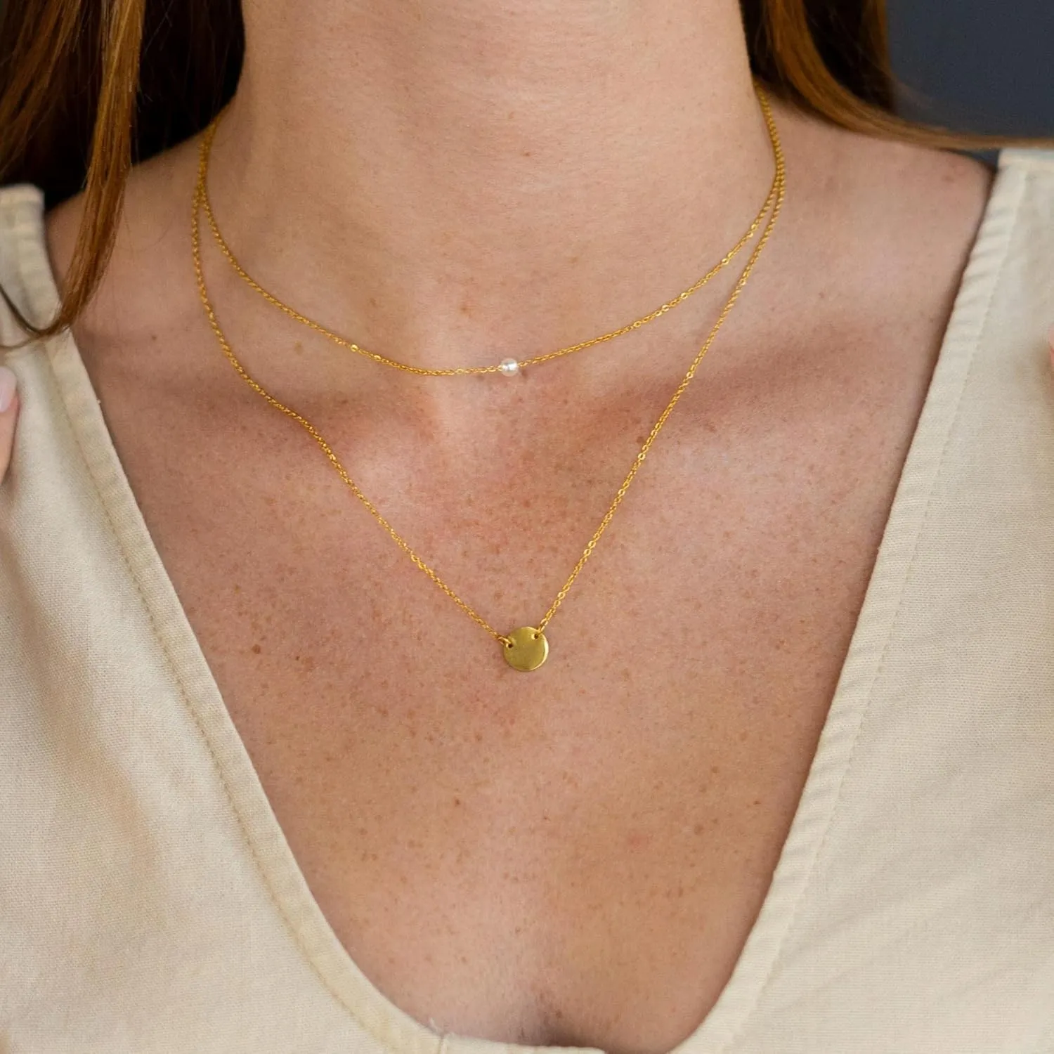 Ava Riley Necklace for Women, 14K Gold-Plated Dainty Choker, Silver Layered Necklaces for Women, Trendy Beach Jewelry