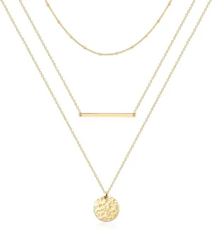 Ava Riley Necklace for Women, 14K Gold-Plated Dainty Choker, Silver Layered Necklaces for Women, Trendy Beach Jewelry