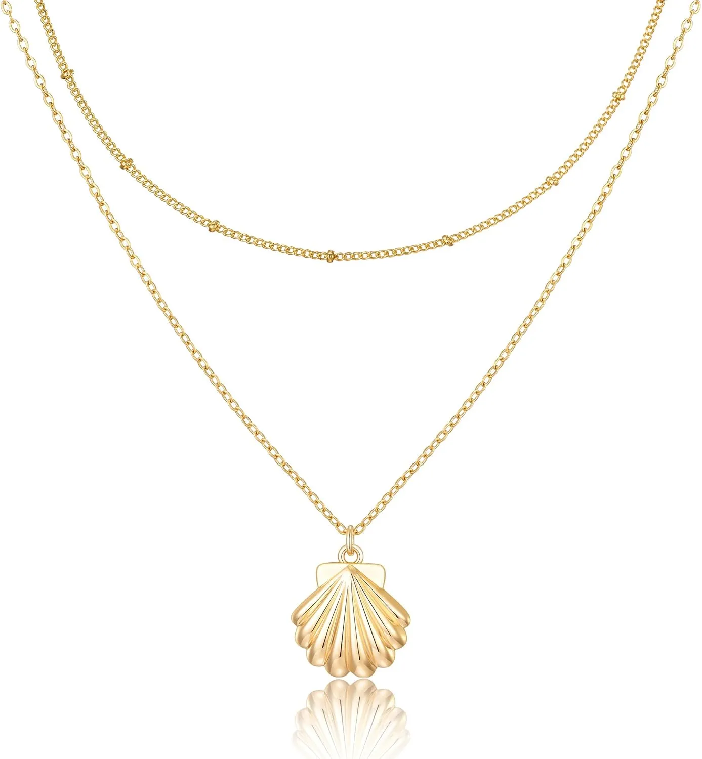Ava Riley Necklace for Women, 14K Gold-Plated Dainty Choker, Silver Layered Necklaces for Women, Trendy Beach Jewelry