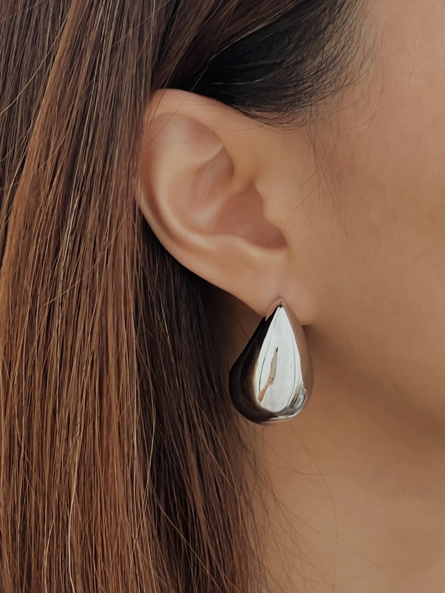Aylen Gold Chunky Tear Drop Dome Stud Earrings