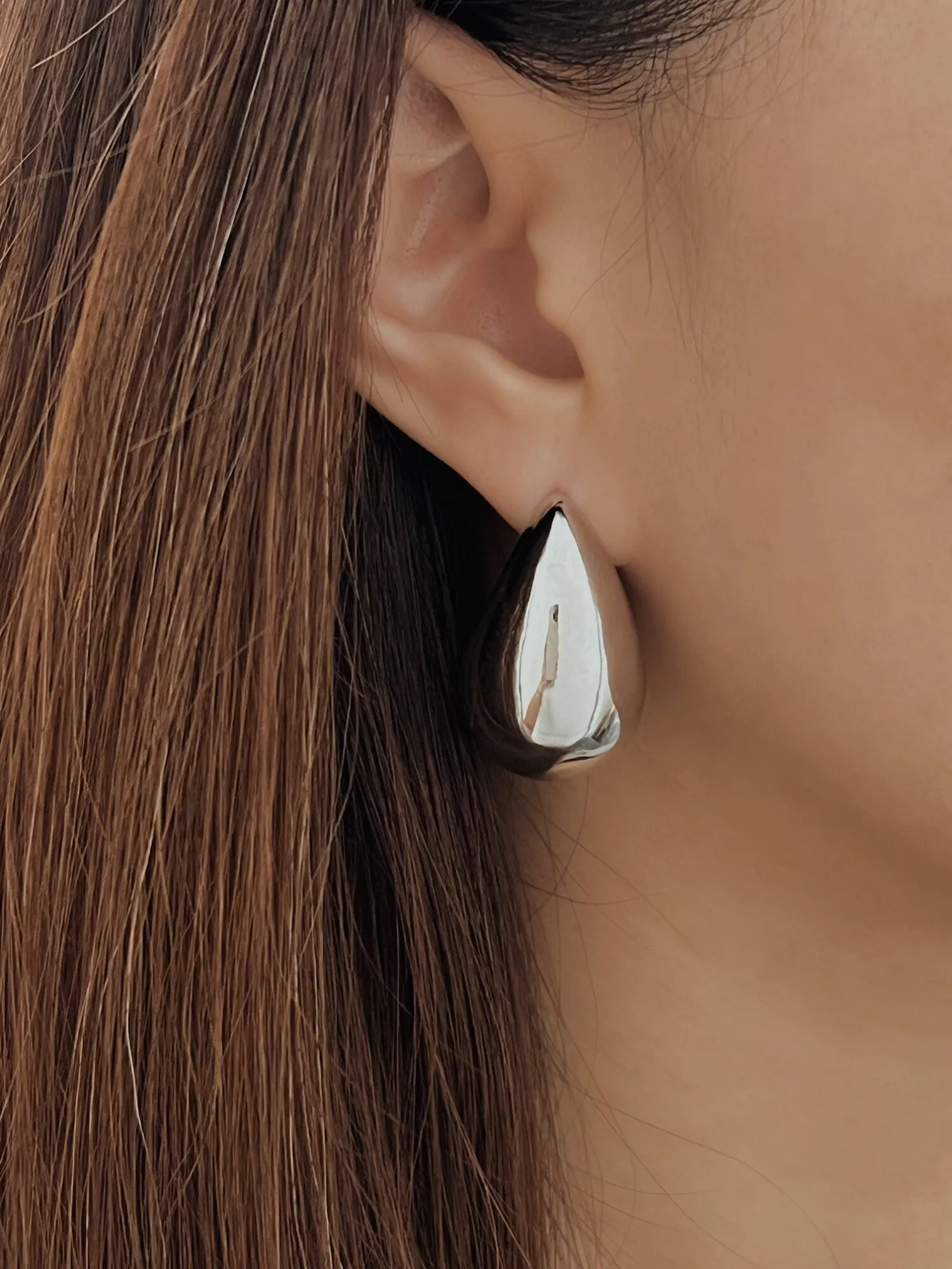 Aylen Gold Chunky Tear Drop Dome Stud Earrings