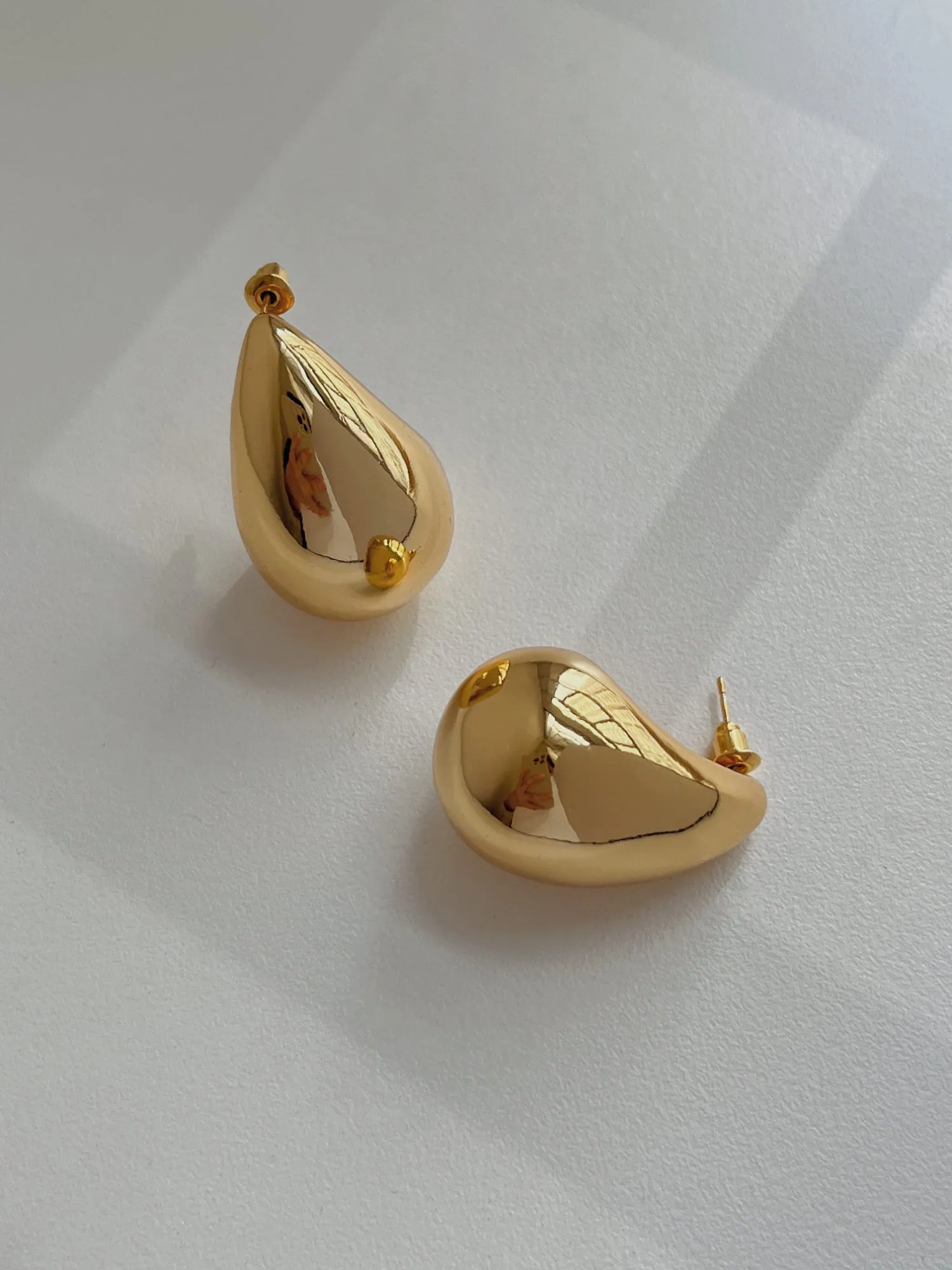 Aylen Gold Chunky Tear Drop Dome Stud Earrings
