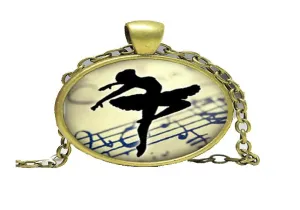 Ballerina Dancing Glass Cabochon COLLAR NECKLACE