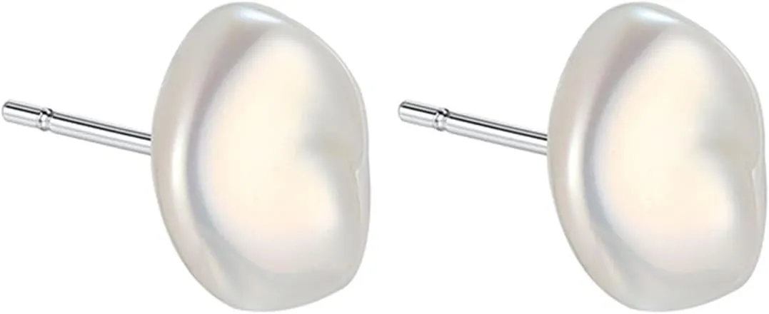 Baroque Pearl Stud Earrings For Women 14k Gold Plated Irregular Pearl Earrings Chunky Big Pearl Earrings Vintage Pearl Statement Earrings Jewelry Gift For Women