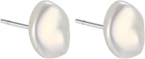 Baroque Pearl Stud Earrings For Women 14k Gold Plated Irregular Pearl Earrings Chunky Big Pearl Earrings Vintage Pearl Statement Earrings Jewelry Gift For Women