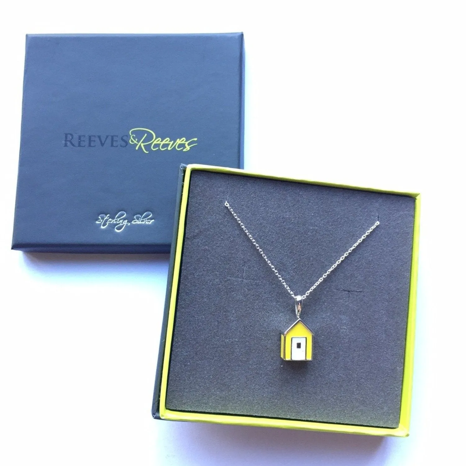 Beach Hut Sterling Silver and Enamel Necklace