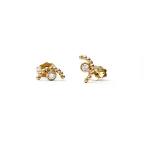 Beaded Arc Diamond Bezel Earrings