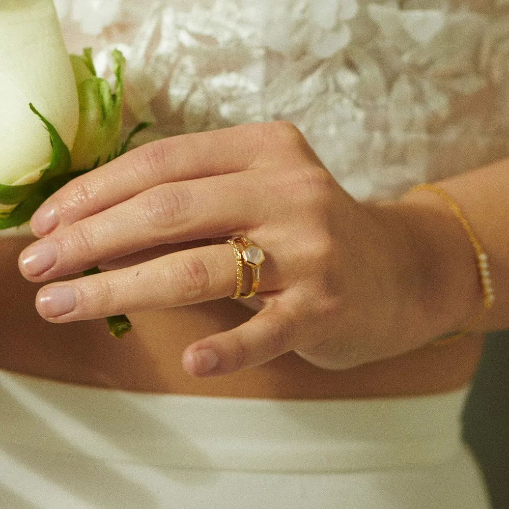 Beloved Moonstone Hexagon Ring 18ct Gold Plate