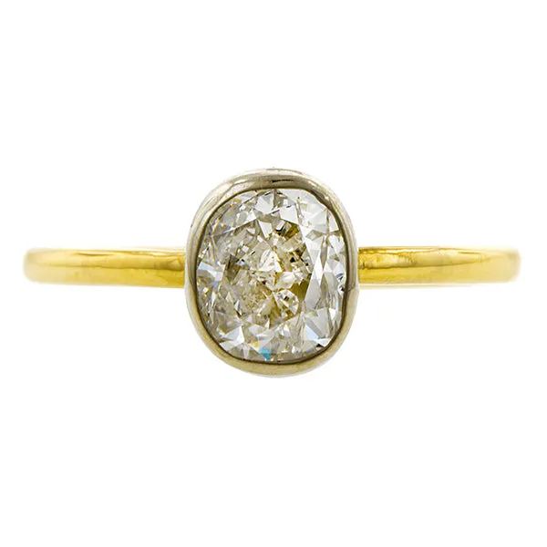 Bezel Set Solitaire Engagement Ring, Cushion 1.02ct