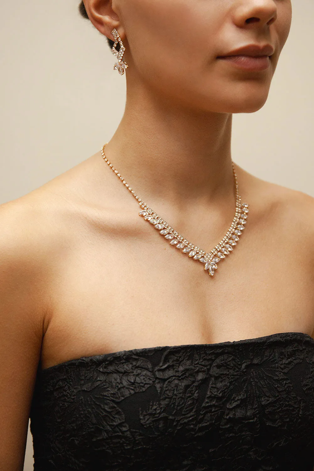 Bidule Silver | Crystal Earrings & Necklace Set