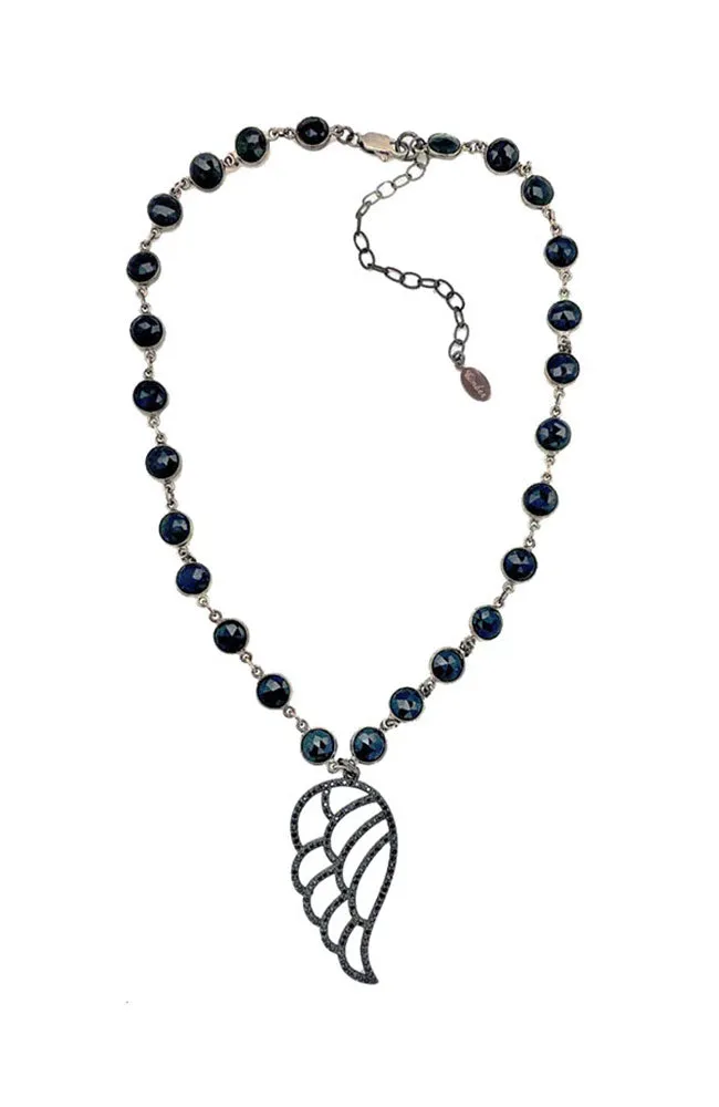 Black CZ Angel Necklace
