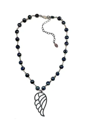 Black CZ Angel Necklace
