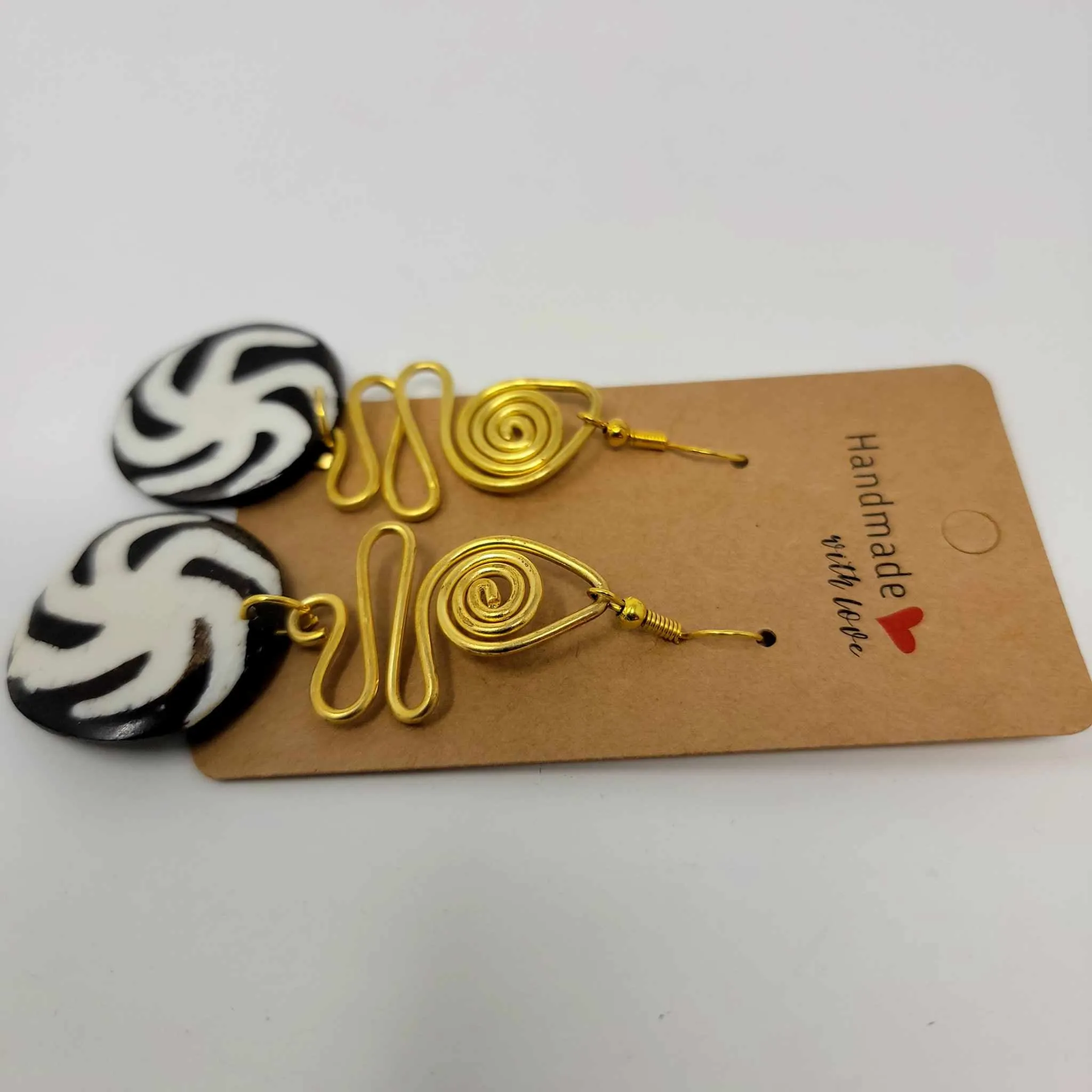 Black Half Moon Dangle Earrings