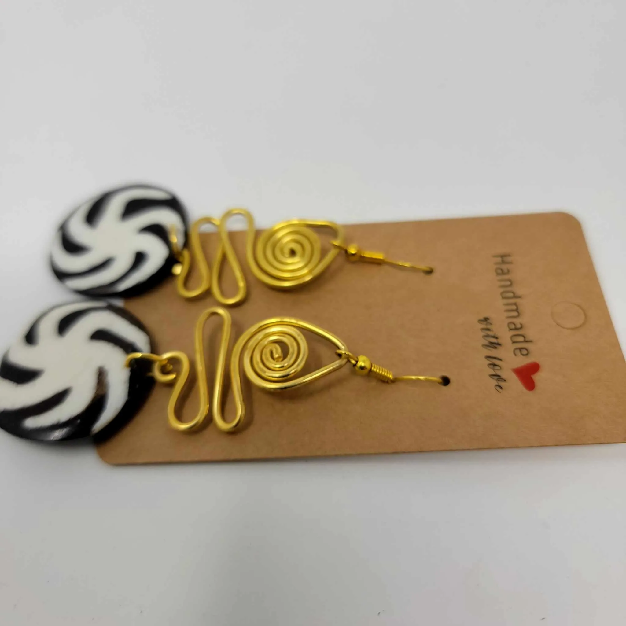 Black Half Moon Dangle Earrings